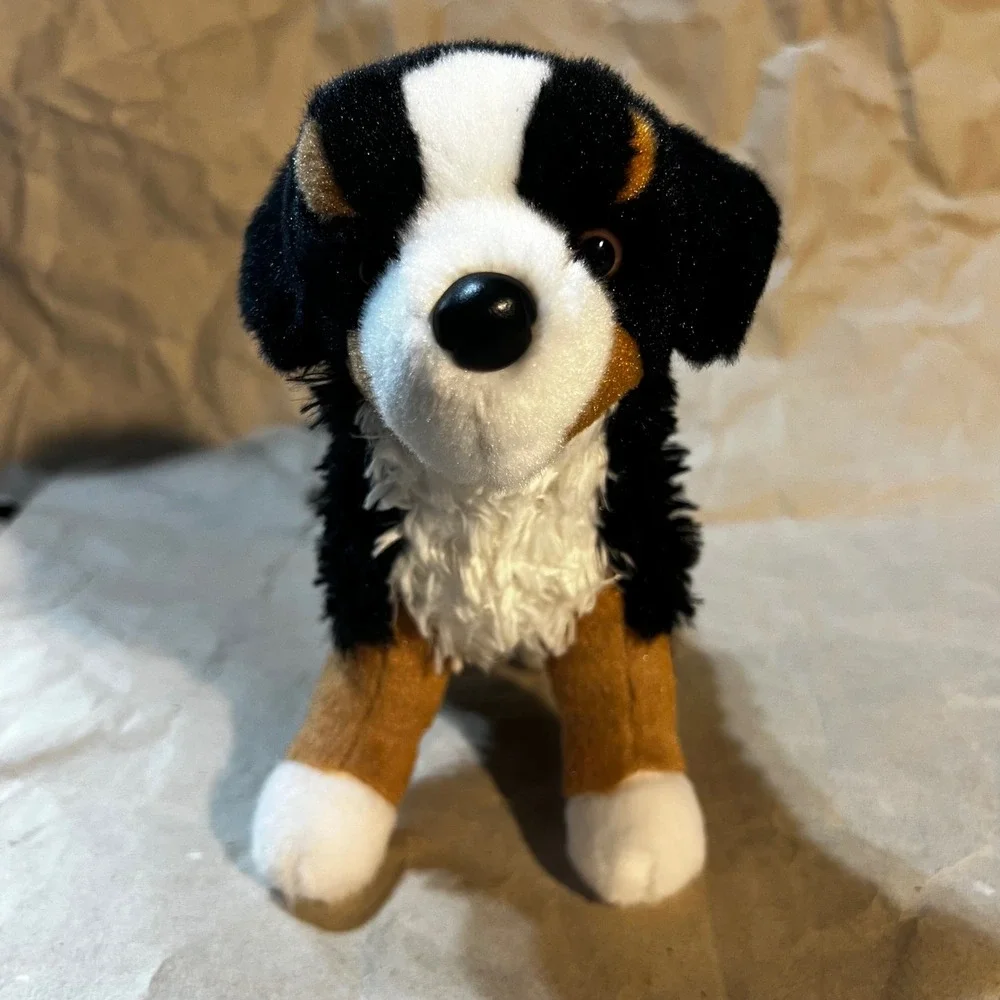 Douglas 8in Bernese Mountain Dog Plush Black White Brown Realistic Puppy Toy